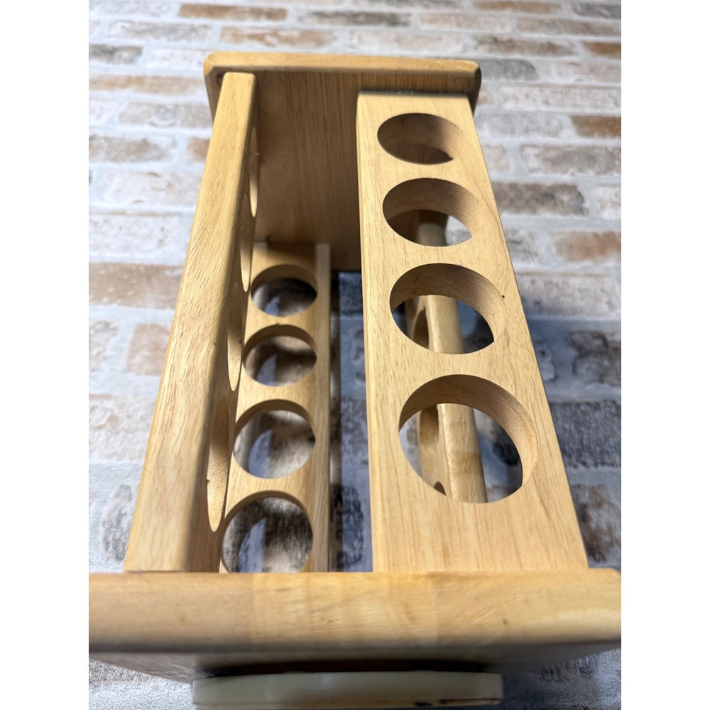 Winsome Wood Rotating 16 Jar Spice Rack Square Natural Wood Lazy Susan Organizer - Picture 3 of 6